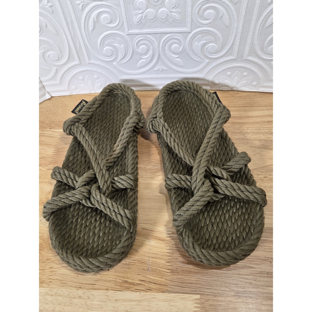 Gurkees Sze 7 Signature Neptune Khaki Rope Sandals Carpet Yarn Comfort Twist EUC